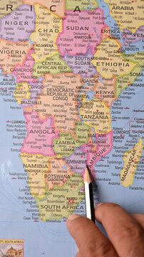 Zimbabwe on World Map &ndash; Pencil Pointing Location