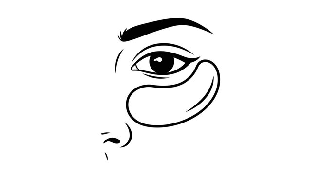 Minimalist Line Art of Woman's Eye with Under Eye Patches