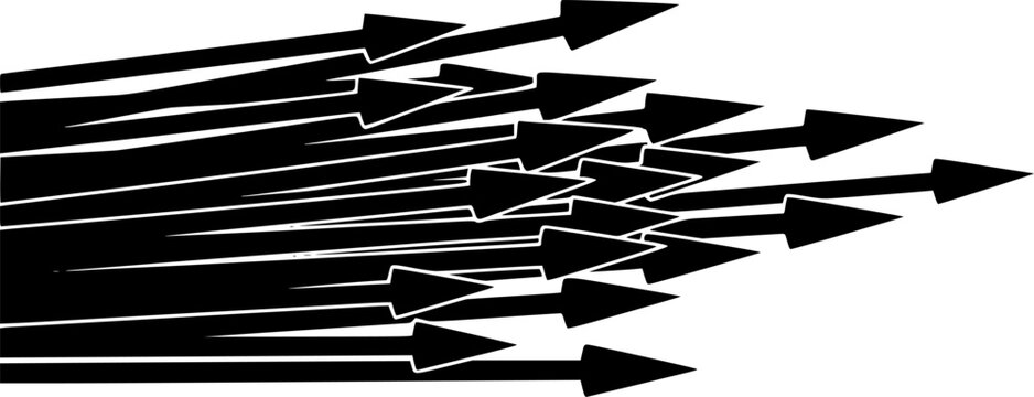 Set of spearhead, warrior spear in different variations, spearhead icons or warrior pikes in black.
