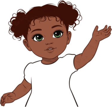 Child with beautiful green eyes and straight, black hair, boy 1-3 years old vector.
