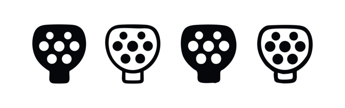 Industrial Connector Plug Icon Set. Automotive Gear Shift Symbol. Multi-Pin Electrical Connector Graphic.