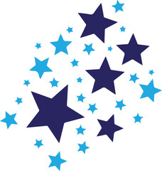 Obraz premium Silhouette of blue stars isolated on transparent background