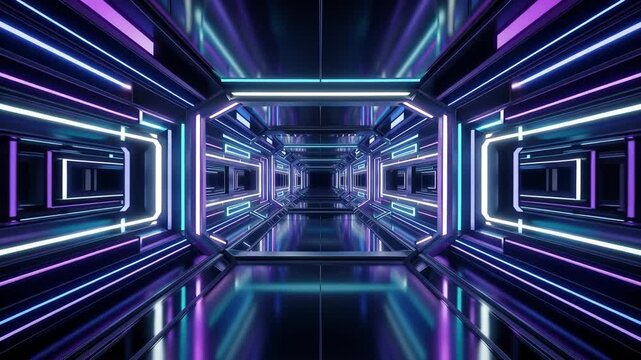 Futuristic Neon Sci Fi Tunnel Background Loop