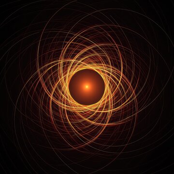 Conceptual abstract visualization of a powerful gravitational field distortion using complex swirling lines and bending curves, infinite, grid, structure