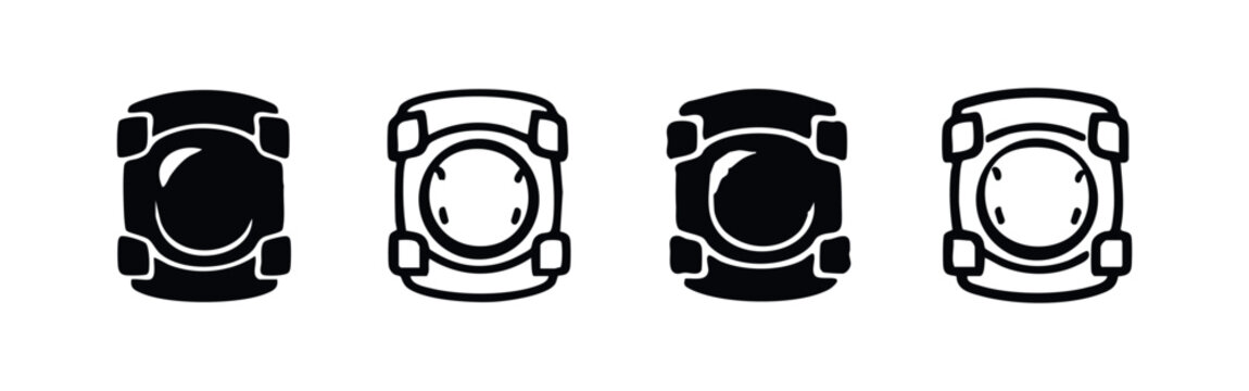 Knee Pads and Elbow Protection Icons Set