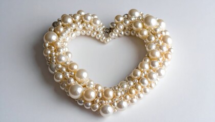 Obraz premium Pearl jewelry in heart shape.