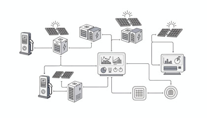 Fototapeta premium Solar energy system with battery storage.