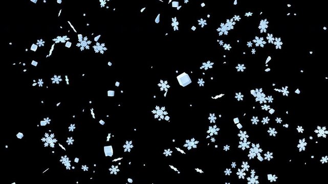 Snowflakes, ice chunks, and ice shards exploded in a circular pattern.