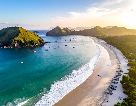 Padar Islands Serene Coastline - A Tropical Paradise in Komodo National Park.