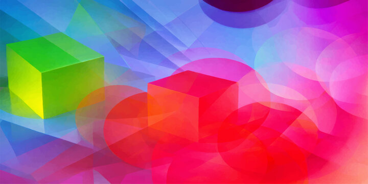 Colorful Abstraction: A vibrant, artistic composition of geometric shapes, rendered in a spectrum of vivid hues, creating a dynamic visual experience. 