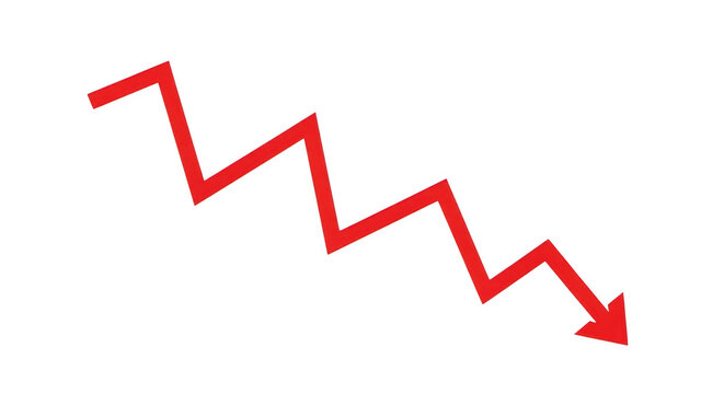 A downward zigzag arrow indicating a decline or reduction trend over time