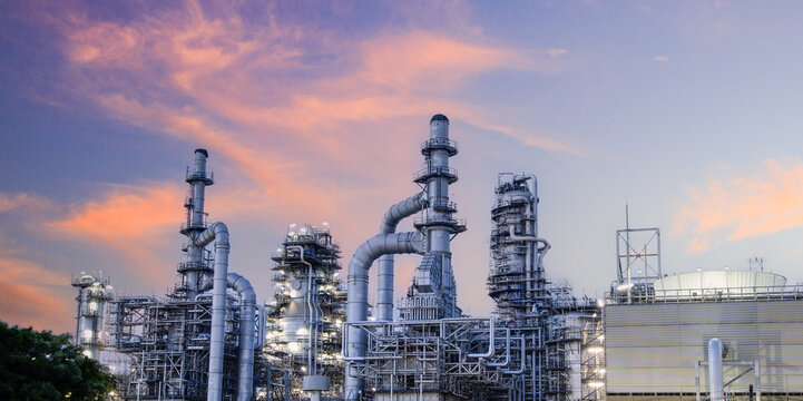 Petrochemical Petroleum Refinery Oil and Gas Tank Storage Industrial landscape of power energy industry building
