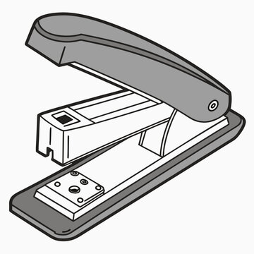 Gray metal stapler with open staple compartment office supplies stationery stapling tool