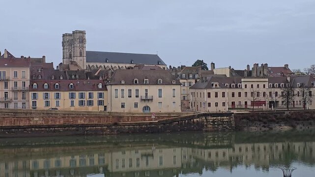 View of the city of Chalon sur Saone, Bourgogne, France