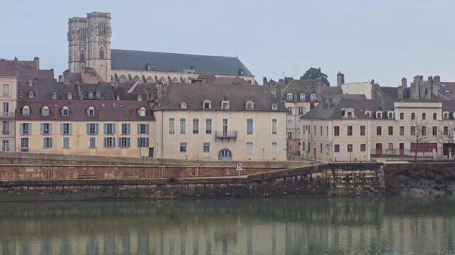 View of the city of Chalon sur Saone, Bourgogne, France