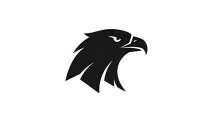 Fototapeta premium Black silhouette of eagle head on white background symbol of strength