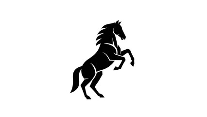 Fototapeta premium Black silhouette of a rearing horse against a white background