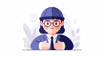 Obraz premium Friendly cartoon person in a suit and hat, with glasses and a tie, smiling