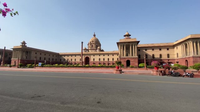 4k shot of Secretariat Building in New Delhi, India