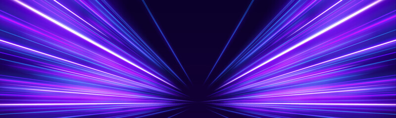 Electric purple light streams race along a futuristic highway with shimmering particles. Transparent PNG highlights dynamic motion and tech aesthetics. Perfect for digital projects. © goldstock