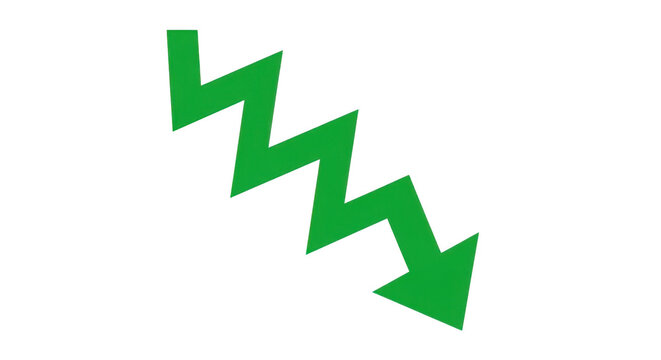 A downward trending arrow formed with green zigzag lines indicating decline or decrease.