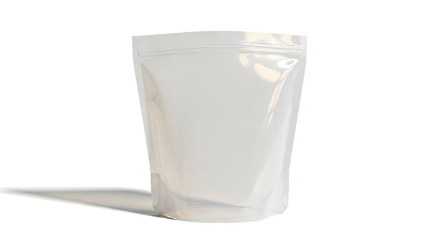 Blank white pouch with zipper seal on a white background