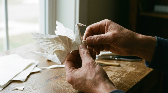 Creative paper origami swan flow hands stimming craft hobby handmade art peaceful calm