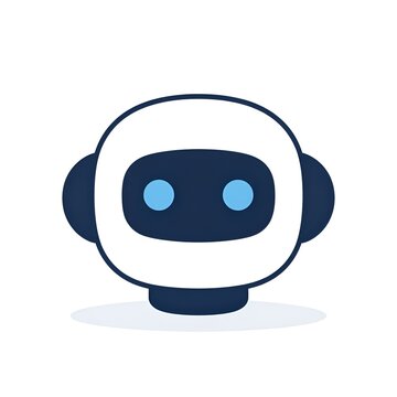 Cute Robot Head Icon with Artificial Intelligence Chatbot and Futuristic Technology Concept Vector