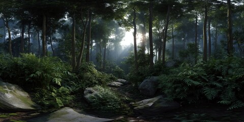Exploring a tranquil forest scene at dawn nature photography serene environment vertical view