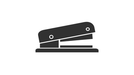 A silhouette of a staple machine with a dark gray color on a white background