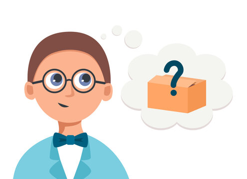 Erwin Schrodinger considering the quantum physics cat paradox thought experiment vector concept