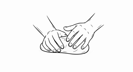 Obraz premium Hands kneading dough on a white background