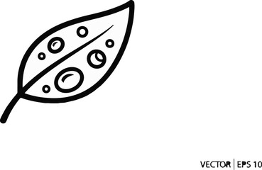 Obraz premium Line art of a leaf with dew drops
