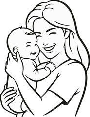 Obraz premium Joyful mother lovingly cradles her smiling baby, embracing tenderness