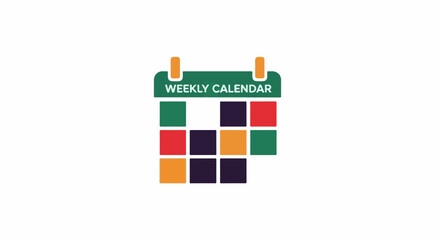 Icon of a weekly calendar with colorful squares on a white background
