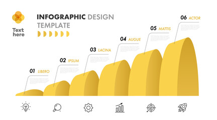 Process infographic 3d isometric 6 level, parts or options for timelines, processing, workflow layout; apps; web design banner; presentation; marketing