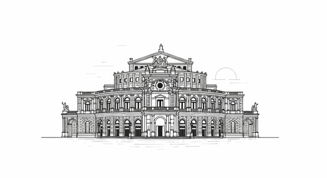 Elaborate classical building facade with grand entrance and decorative elements