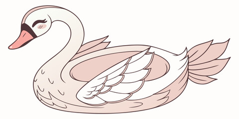 Pink and white swan with orange beak and black eye makeup © Khaleq