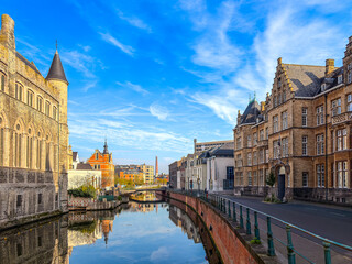 Obraz premium Street view of downtown Ghent, Belgium
