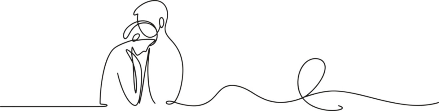 A single continuous line forms two figures in an intimate and comforting embrace.