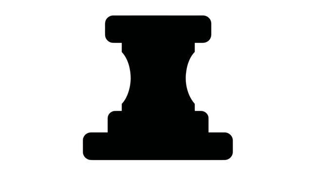 A symmetrical black silhouette of an object with rounded edges and a central, curved, concave section