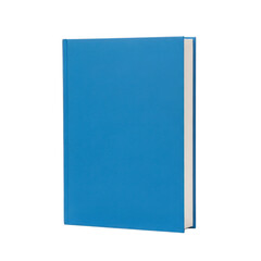 A blue book with a white page edge on transparent background