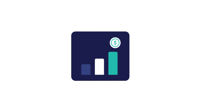 Bar Chart Graph Icon with Clock.