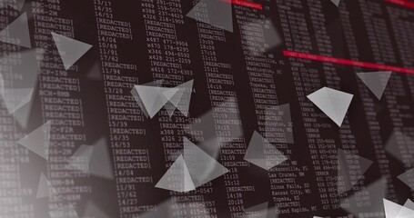 Displaying central [REDACTED] columns with timestamps, cities, triangles and red line on display