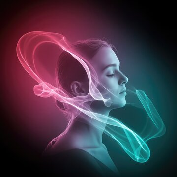 Ethereal composition depicting the flow of intangible sensory data, invoking a sense of deep inner awareness and subtle movement, tranquil, background, abstract