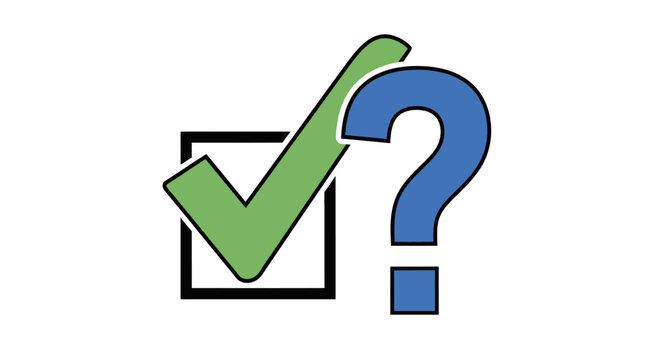 Green check mark and question.