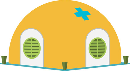 Clean, modern inflatable medical tent illustration. Bright green accents highlight a professional design. Ideal for healthcare, medical, or bioplastic concepts. © Vector Factory