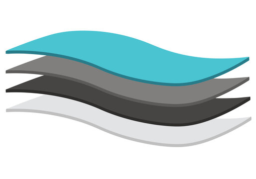 Layered polarized lens illustration showcasing cyan technology. Clear, modern design highlights optical clarity and advanced film layering for superior visual performance.