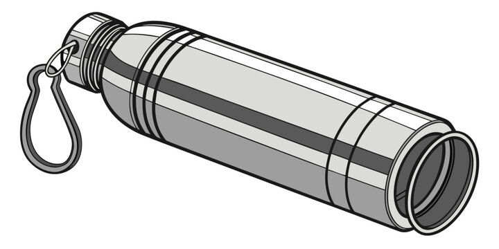 Metal thermos bottle with a clip cartoon gray