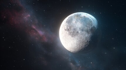 Obraz premium Realistic depiction of the moon in space with starry background